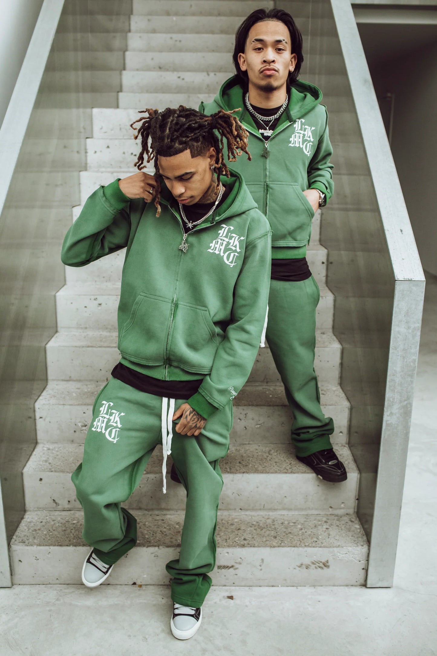 LUKAMACHAIN Distressed Zip Hoodie Green (limited edition)