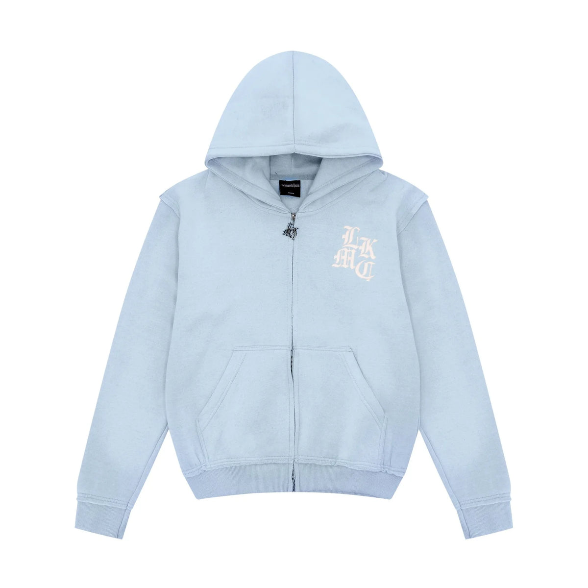 LUKAMACHAIN ​​Distressed Zip Hoodie Baby Blue