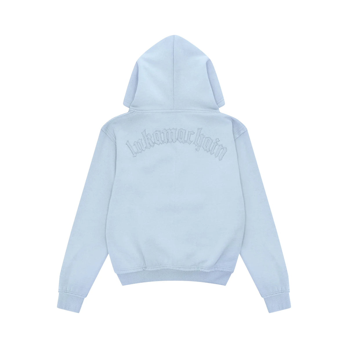 LUKAMACHAIN ​​Distressed Zip Hoodie Baby Blue