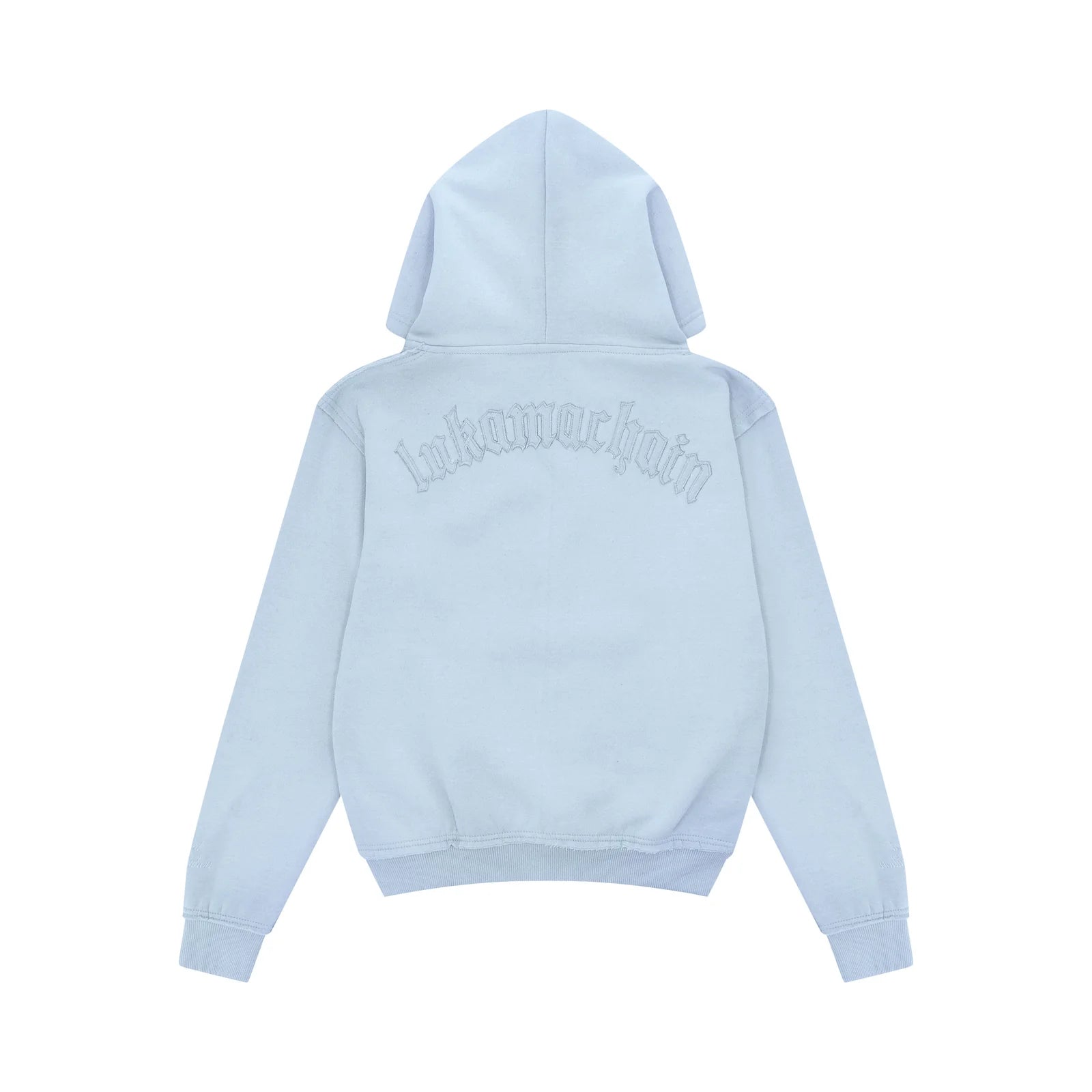 LUKAMACHAIN  Distressed Zip Hoodie Baby Blue