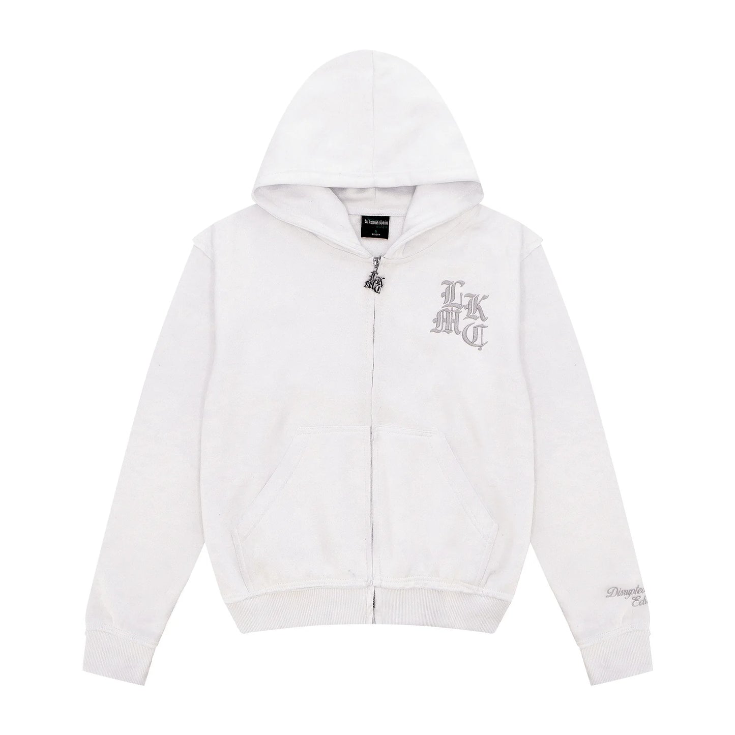 LUKAMACHAIN ​​Distressed Zip Hoodie White
