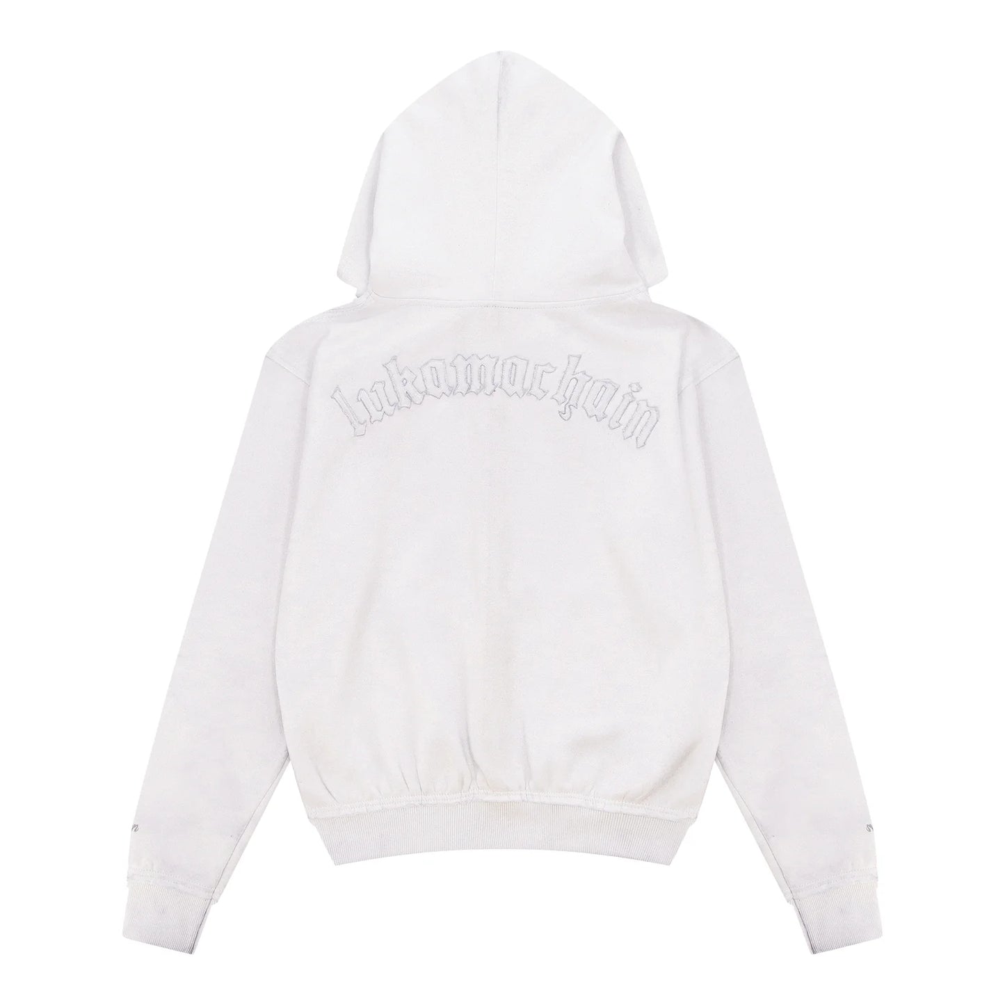 LUKAMACHAIN ​​Distressed Zip Hoodie White