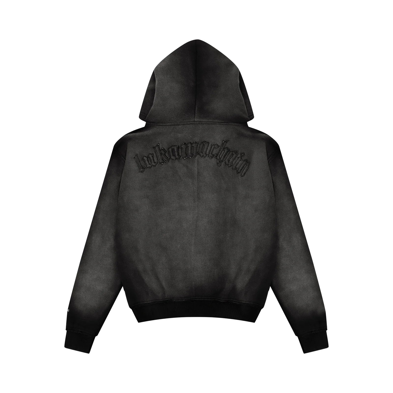 LUKAMACHAIN ​​Distressed Zip Hoodie Dark Grey 